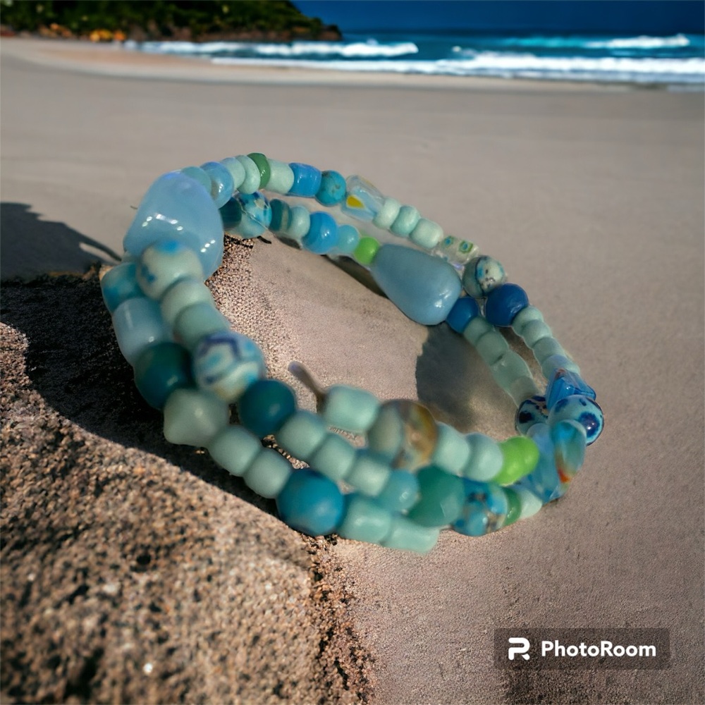 Genuine Turquoise spiral wrap bracelet